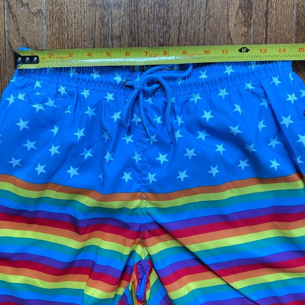 Free Planet Mens Swimming Trunks Size Medium Swim Shorts Rainbow Pride LGBTQ New - Picture 7 of 11